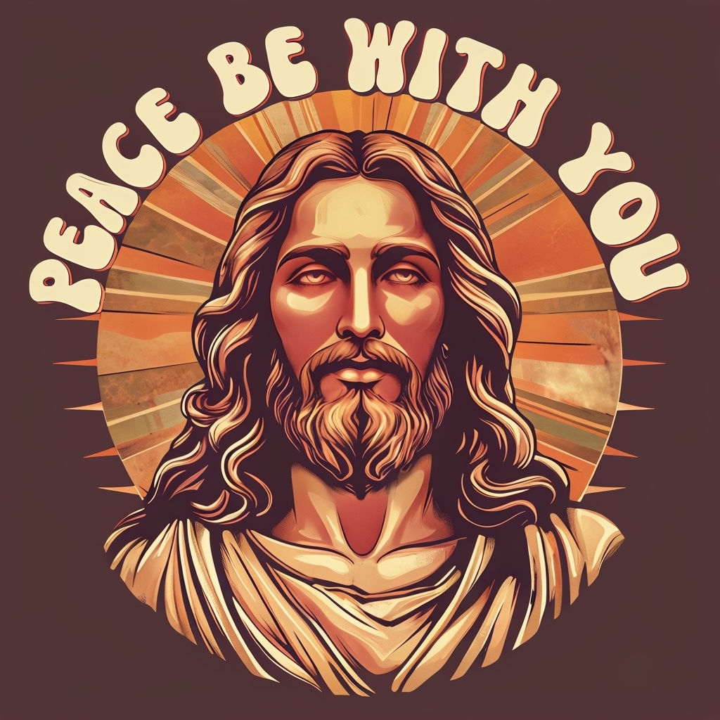 Vintage Retro Jesus Peace Be With You Poster