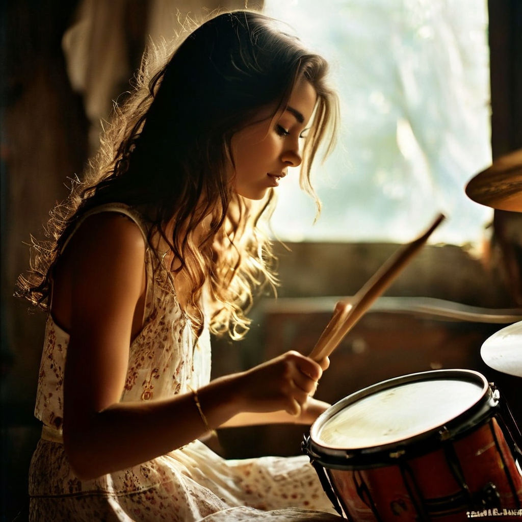 niña tocando la batería\ - Zona de juegosniña tocando la batería\ - Zona de juegos  