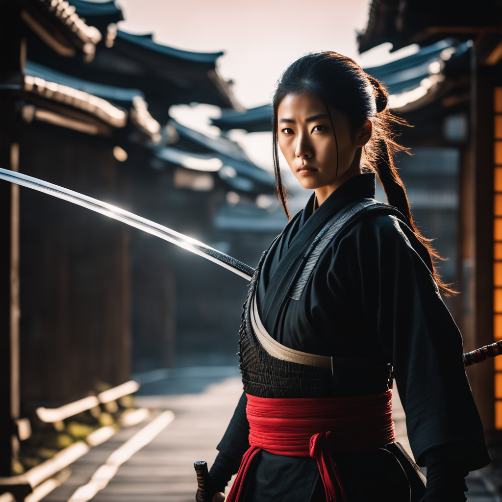 Young beautiful Japanese female ninja by Petri Kuittinen - Playground