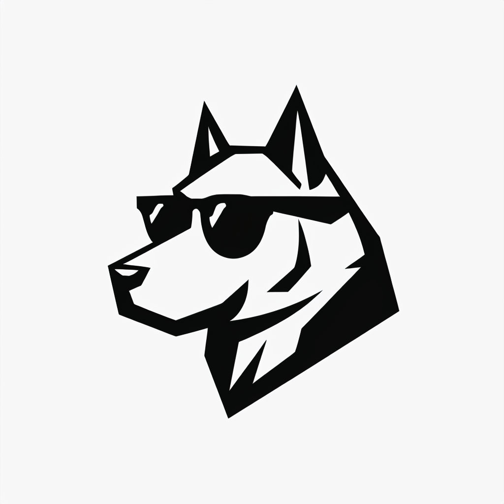 Stylish Minimalist Dog Head Logo with Sunglasses Design
