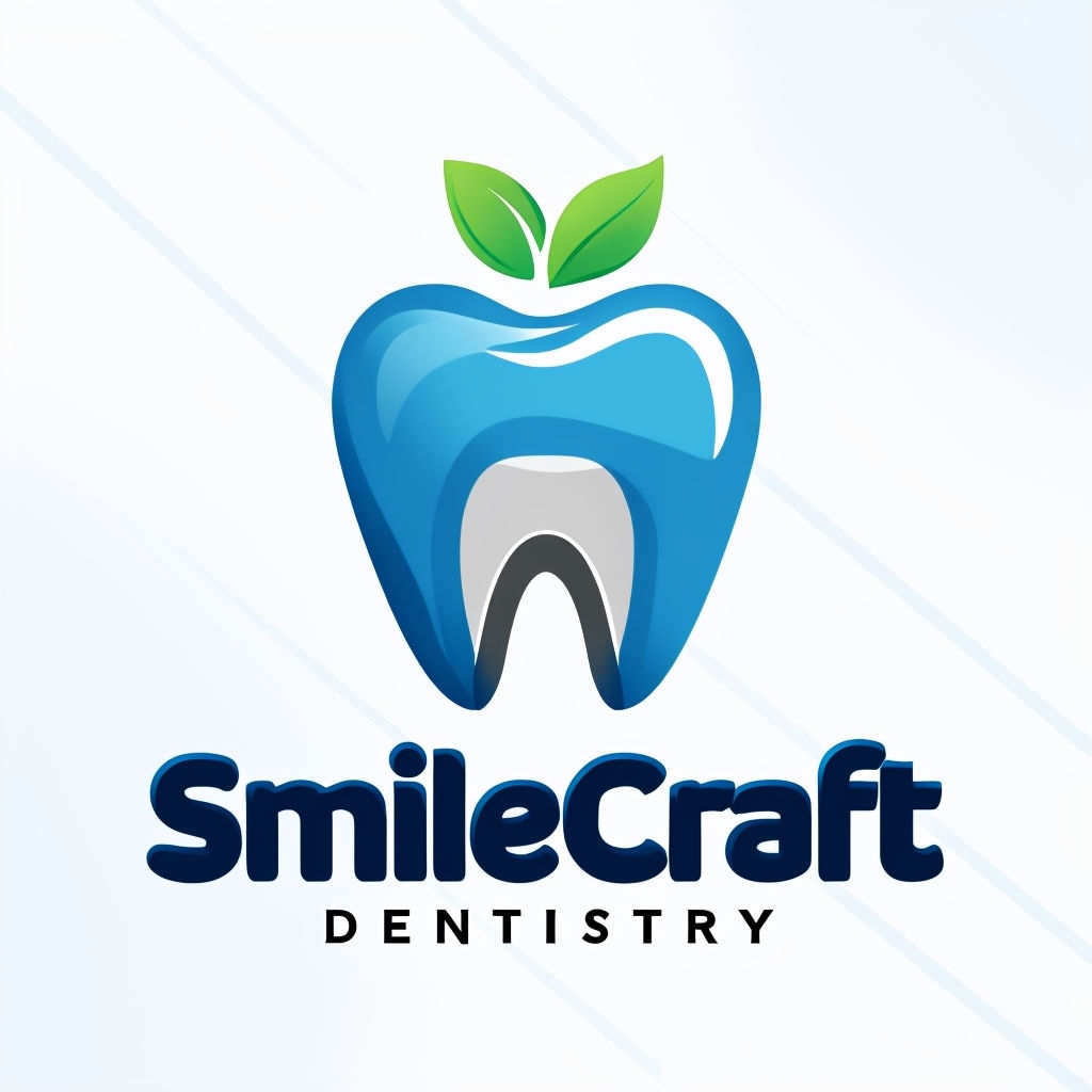 Stylish Modern Tooth and Apple Logo for SmileCraft