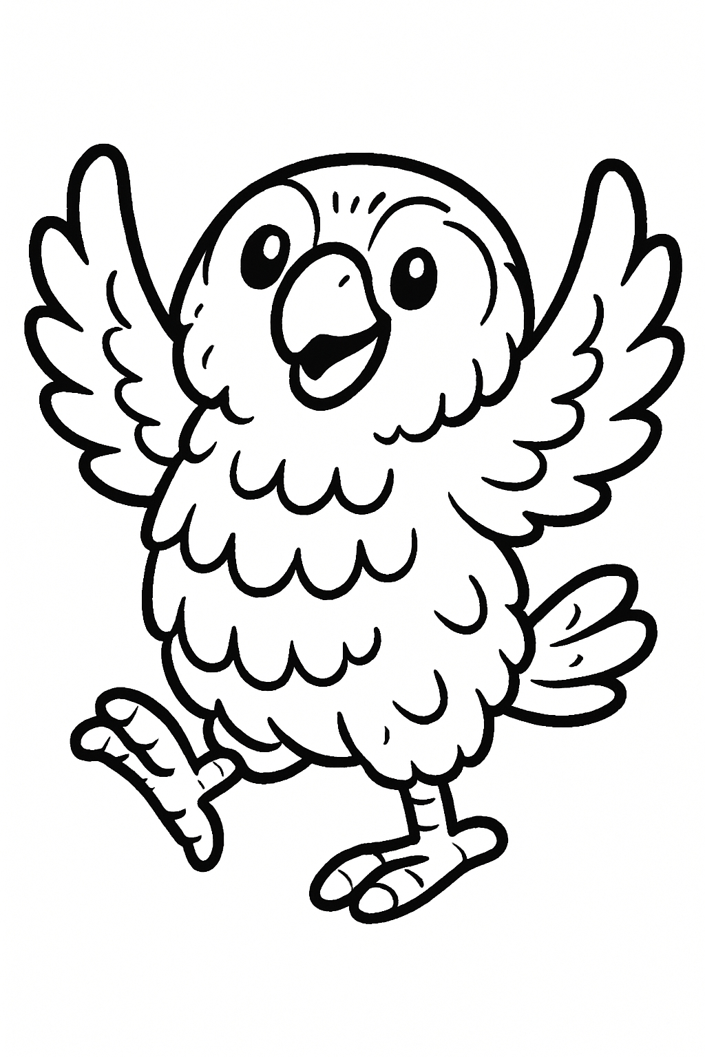 Cheerful Cartoon Owl Line Drawing for Coloring Book Pages