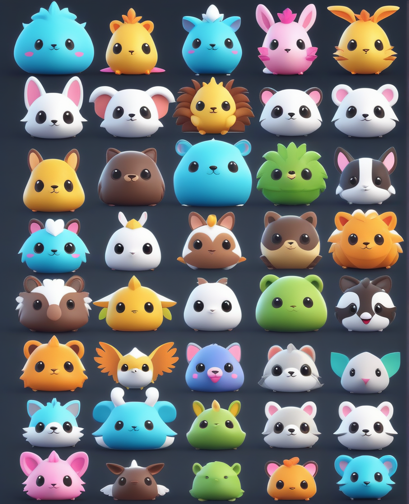 Game sprite sheet of Kawaii animals by Misha Temnikov - Playground