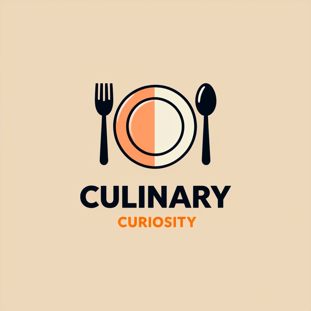 Minimalist Culinary Curiosity Logo Design with Utensils