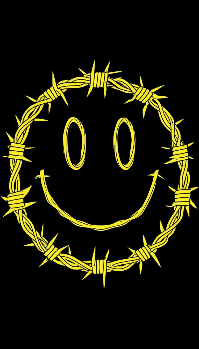 Bright Yellow Barbed Wire Face Illustration Phone Case Cover