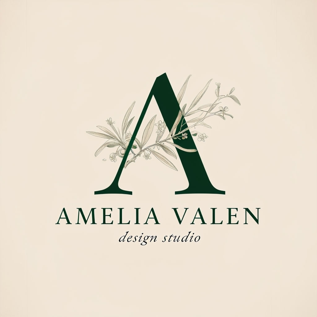 Elegant Botanical A Monogram Logo for Amelia Valen Design Studio Monogram
