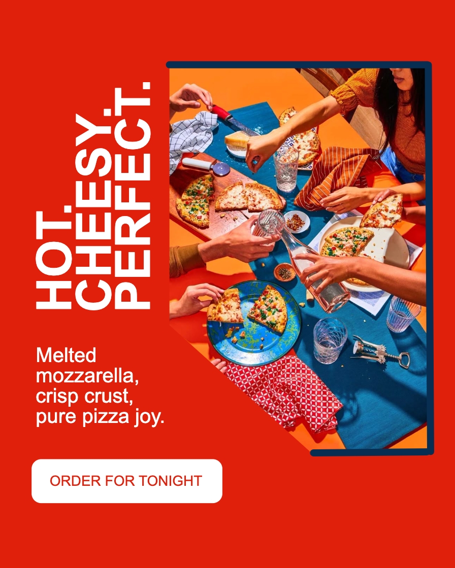 Cheerful Friends Pizza Night Advertisement Instagram Post