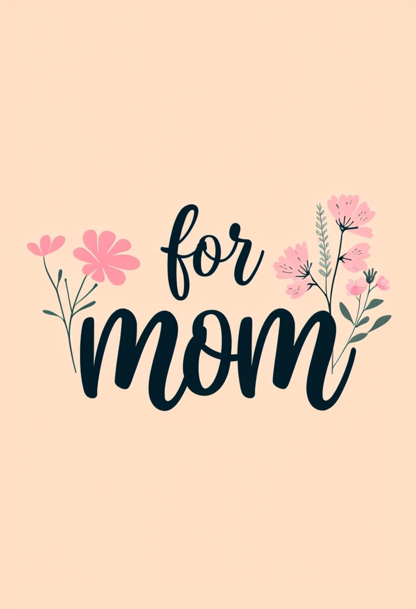 Minimalist 'For Mom' Floral Design Greeting Card Art
