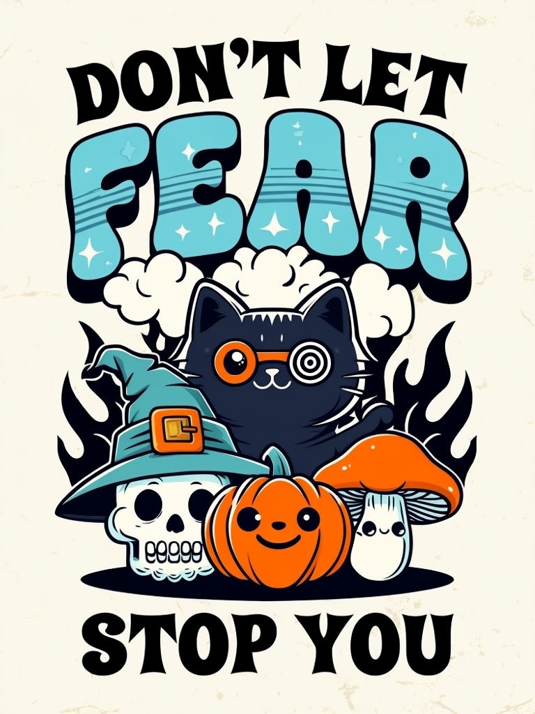 Don't Let Fear Motivational Halloween Cartoon T-Shirt
