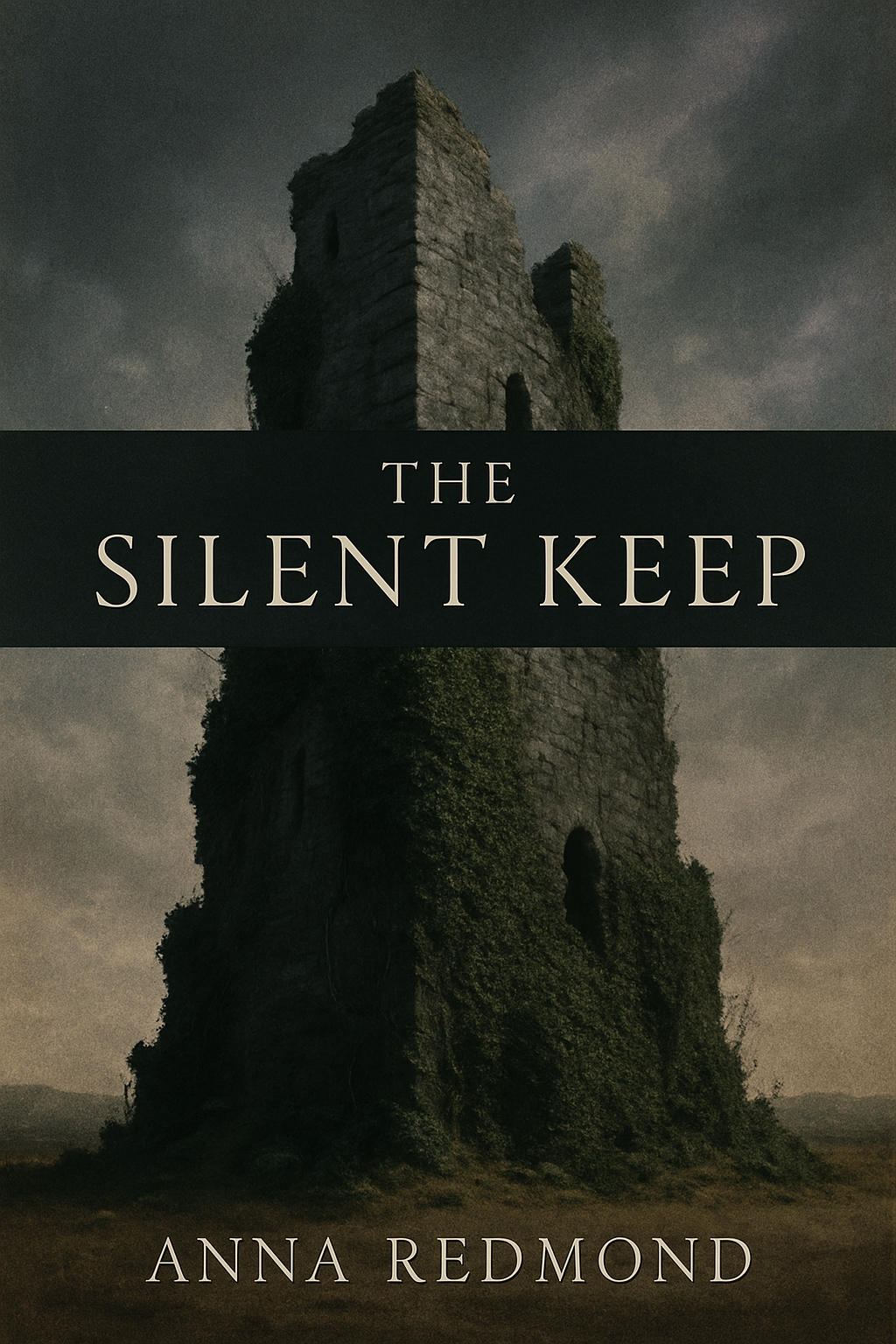 The Silent Keep Atmospheric EBook Cover with Eerie Stone Tower