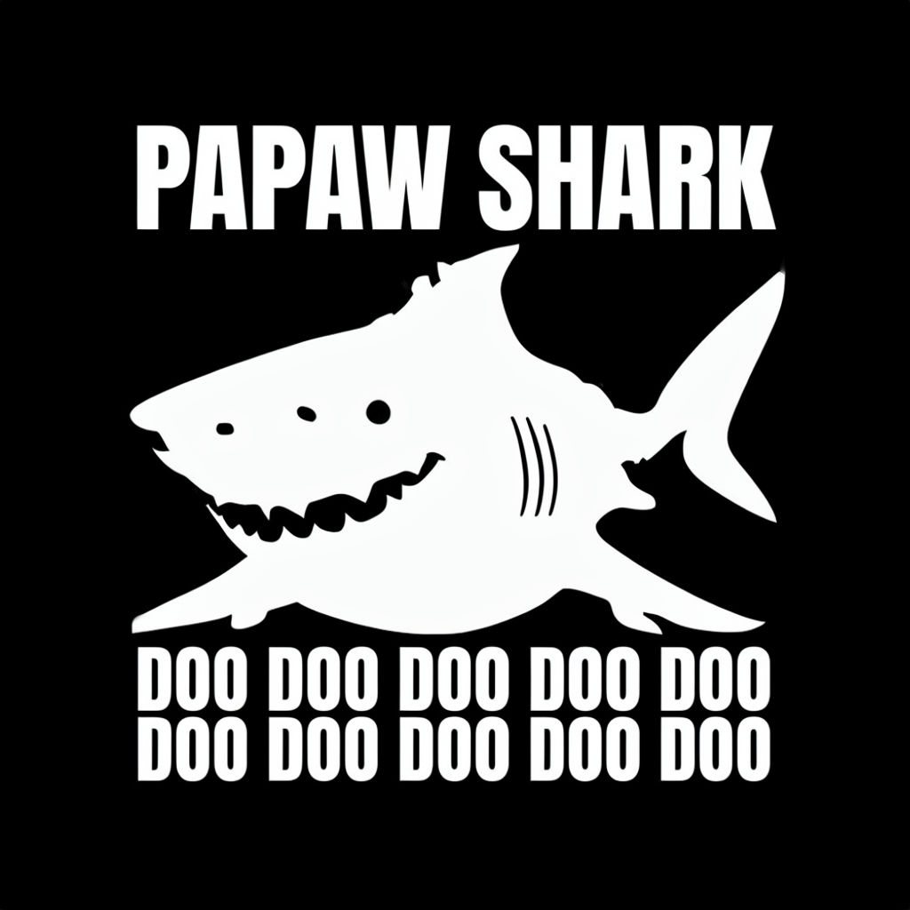 Playful Papaw Shark Cartoon Design T-Shirt