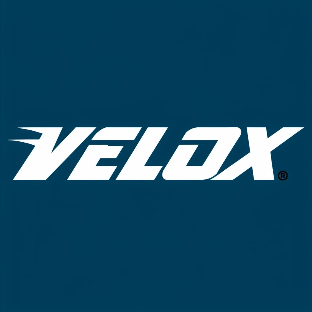 Bold Geometric Velox Logo Design in Dark Blue Background Logo