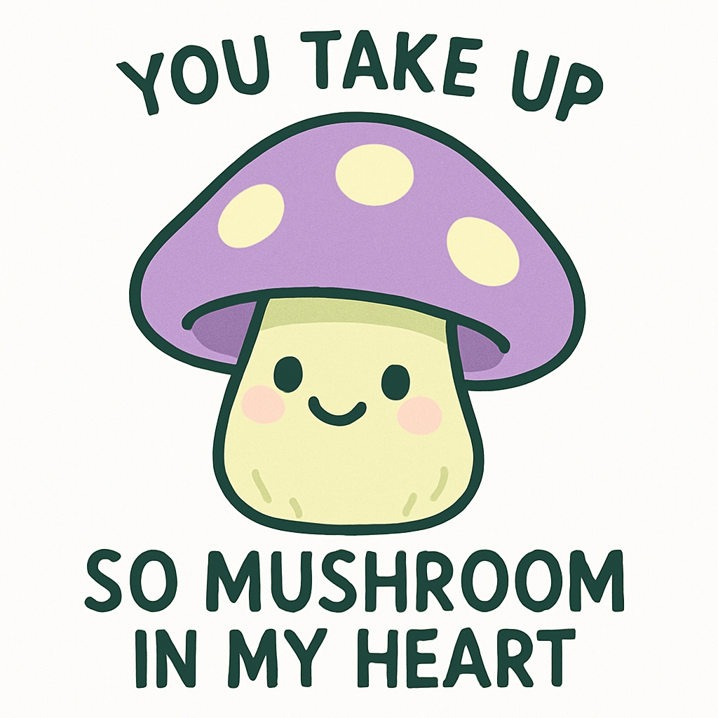 Cute Cartoon Mushroom with Playful Text Sticker