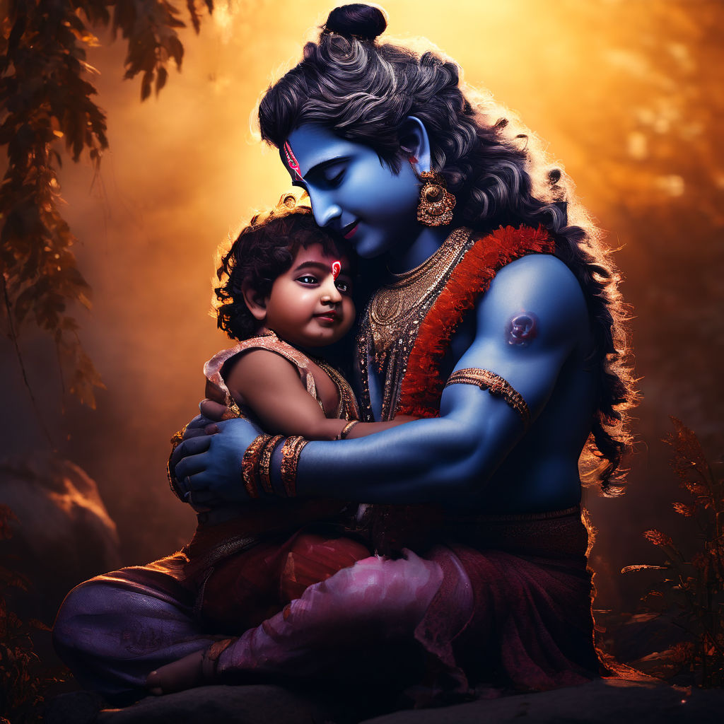 God krishna and bhole nath hugging image by Amrata - Playground