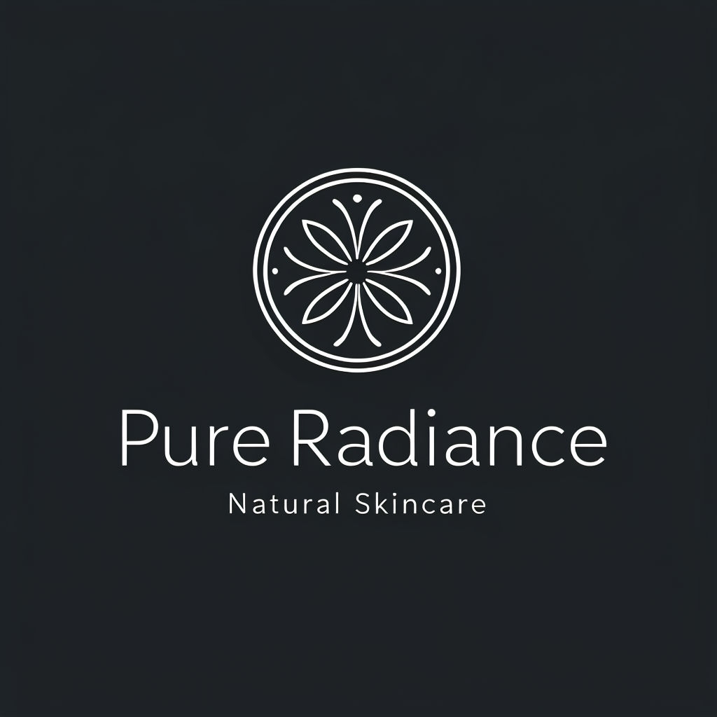 Sleek Pure Radiance Floral Logo with Natural Skincare Tagline Logo