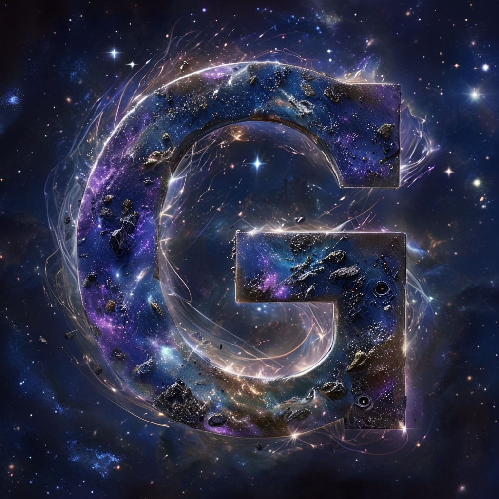 Cosmic Swirling Stardust Letter G Monogram Design