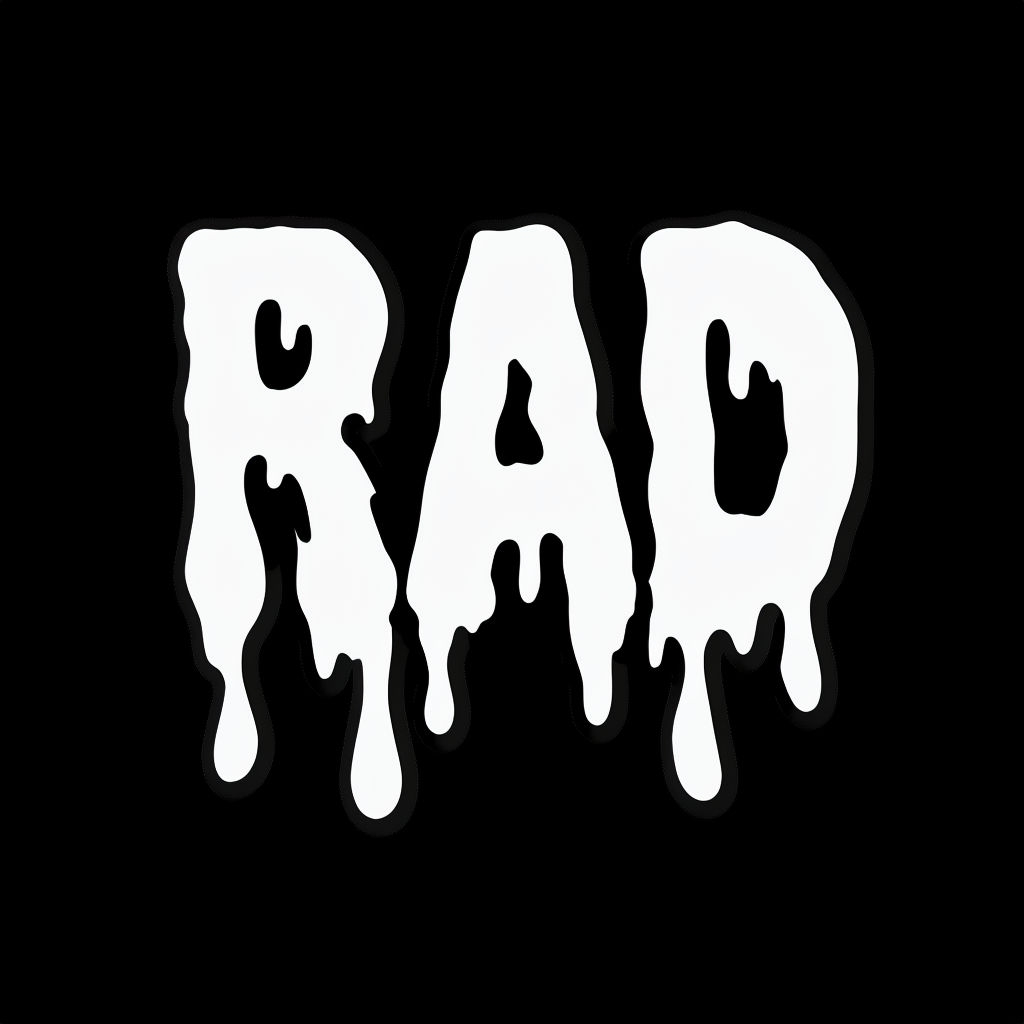 Melting RAD Typography Design on Black Background T-shirt