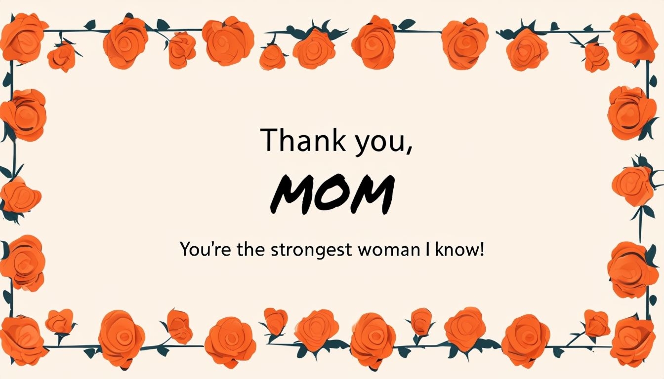 Thank You MOM Floral Illustration for Strongest Woman Card