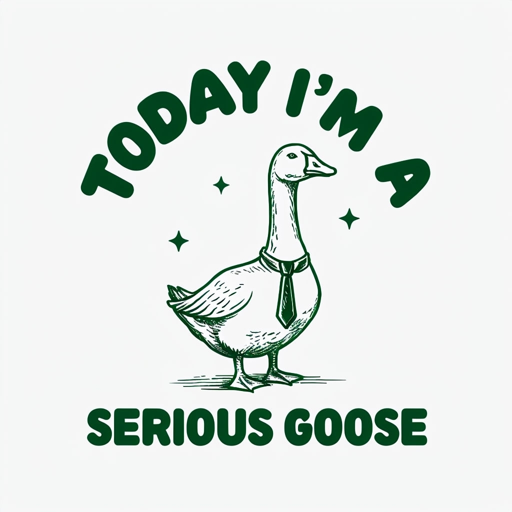 Whimsical Serious Goose Minimalist Design T-Shirt