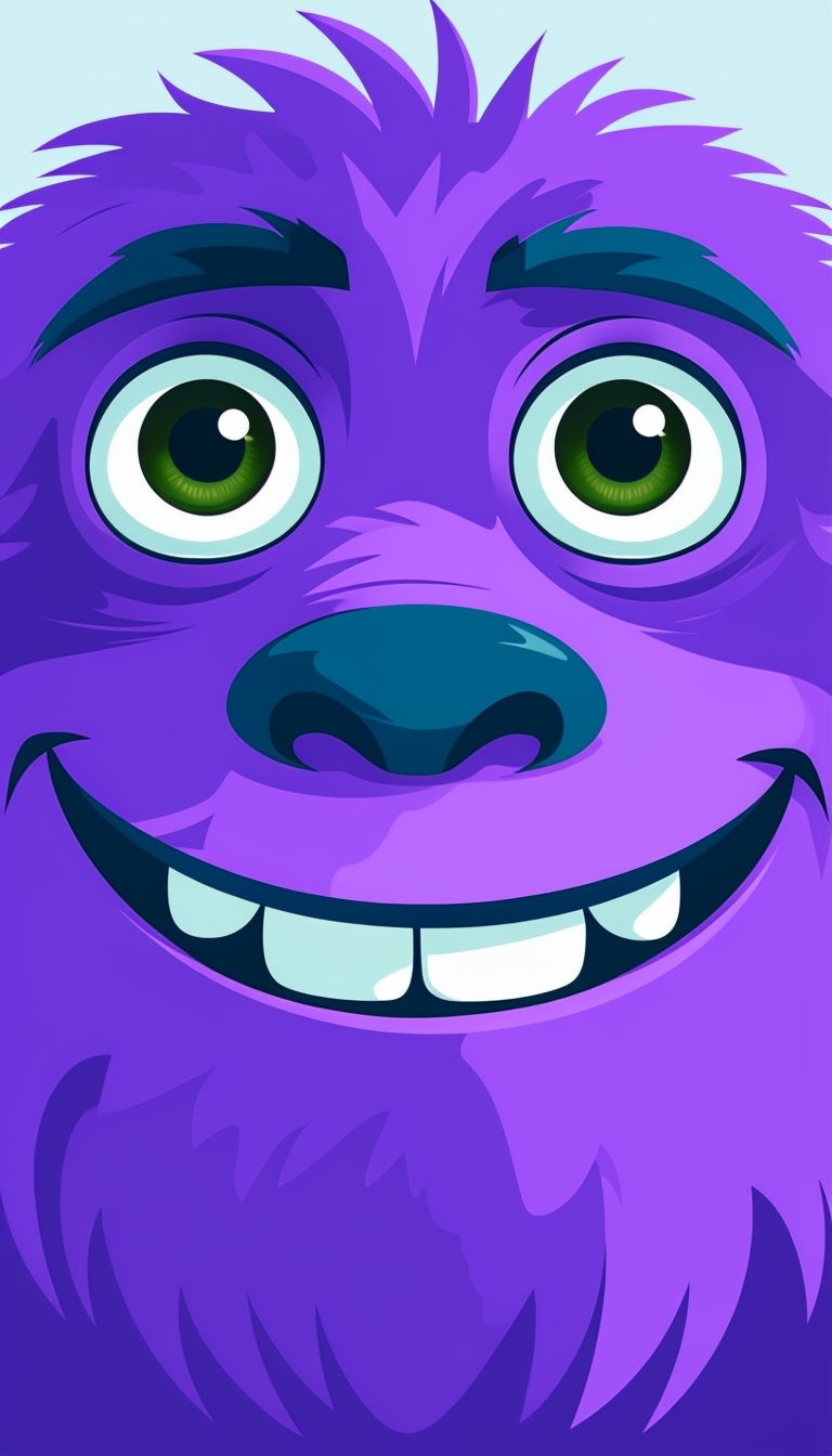 Cheerful Purple Monster Face Illustration Phone Case Cover