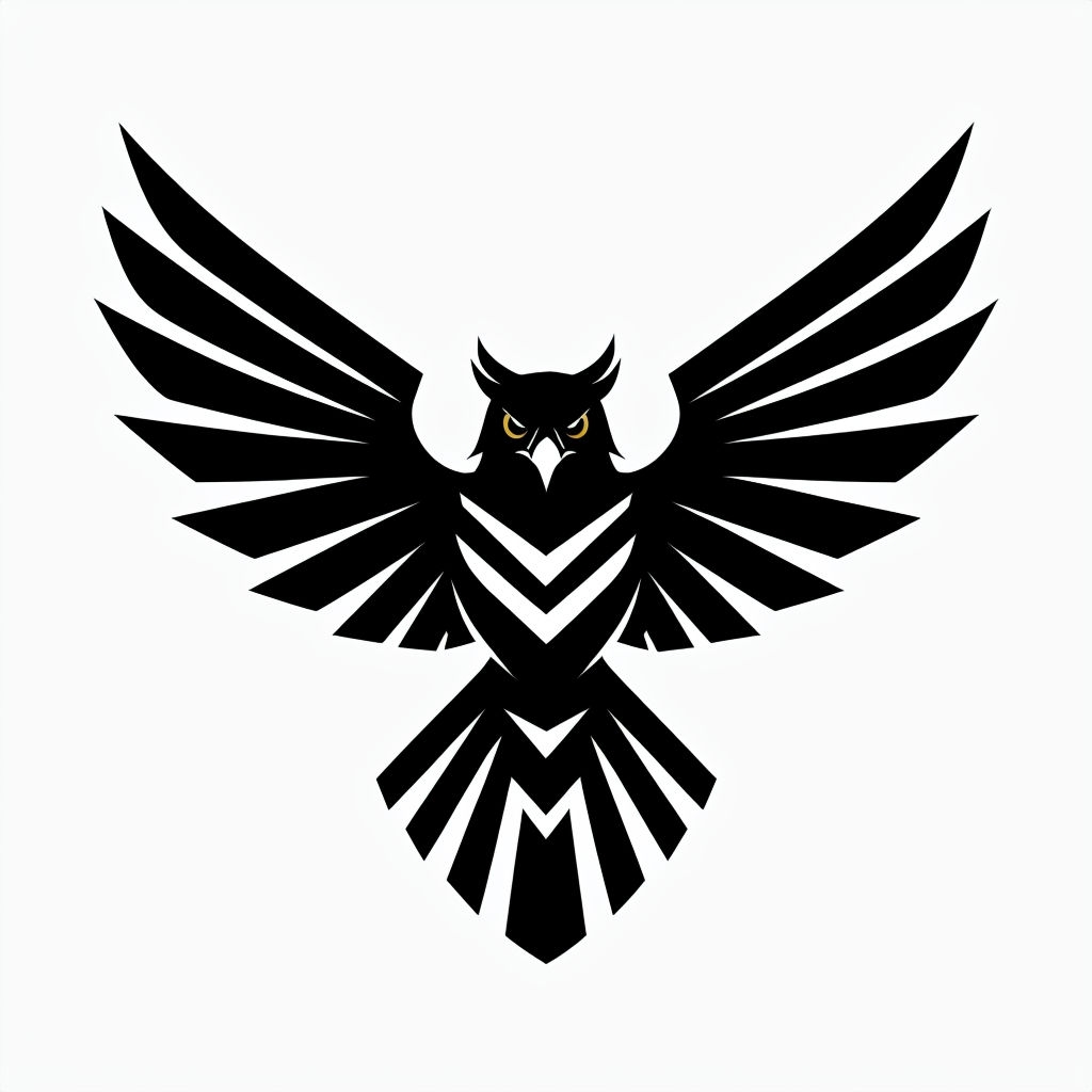 Geometric Black Hawk Silhouette with Gold Accents Sticker