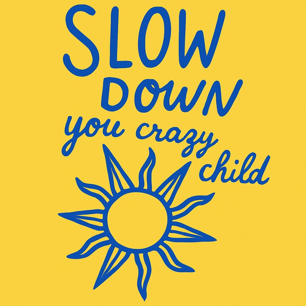 Motivational "Slow Down You Crazy Child" Graphic Design Poster