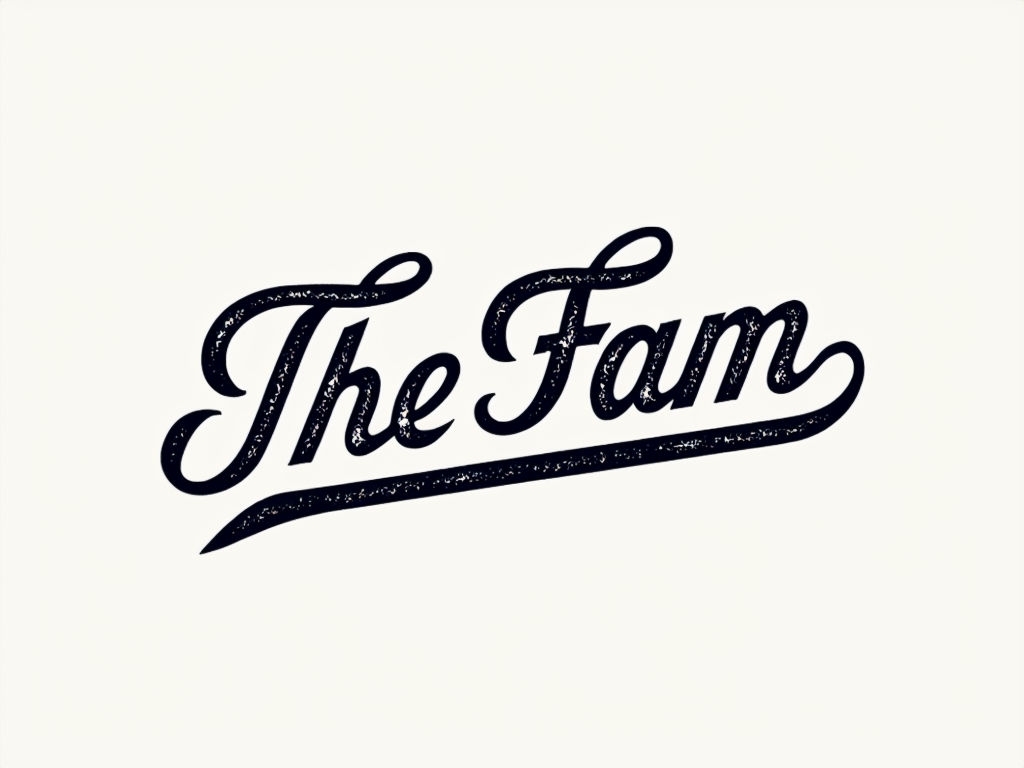 Elegant Vintage 'The Fam' Cursive Script Logo T-Shirt