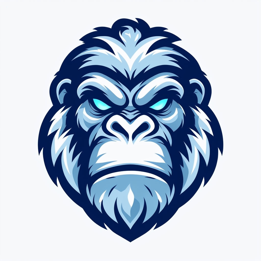 Intense Cartoon Gorilla Face Mascot Design Sticker