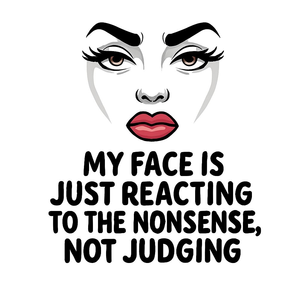 Intense Expression Face with Bold Text Sticker