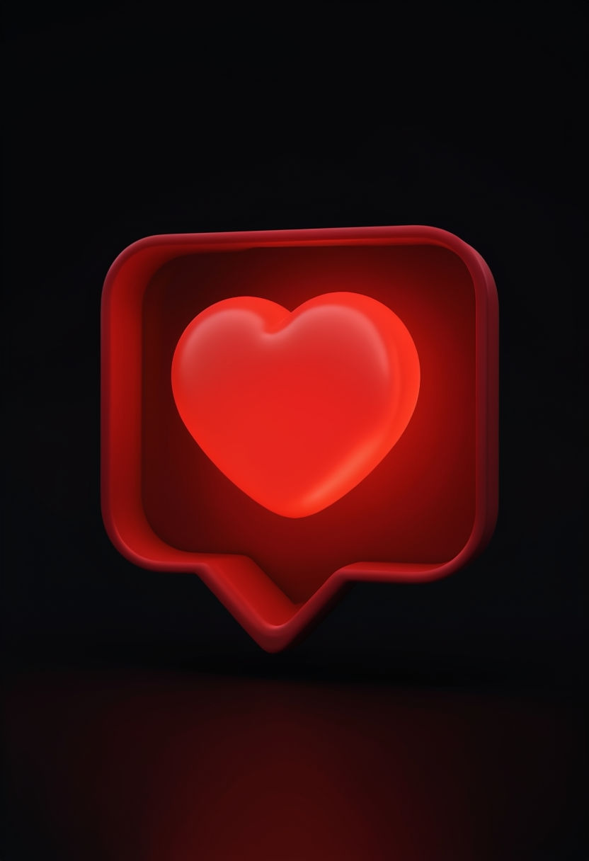 Glowing Red Heart in Speech Bubble Minimalist Art Poster