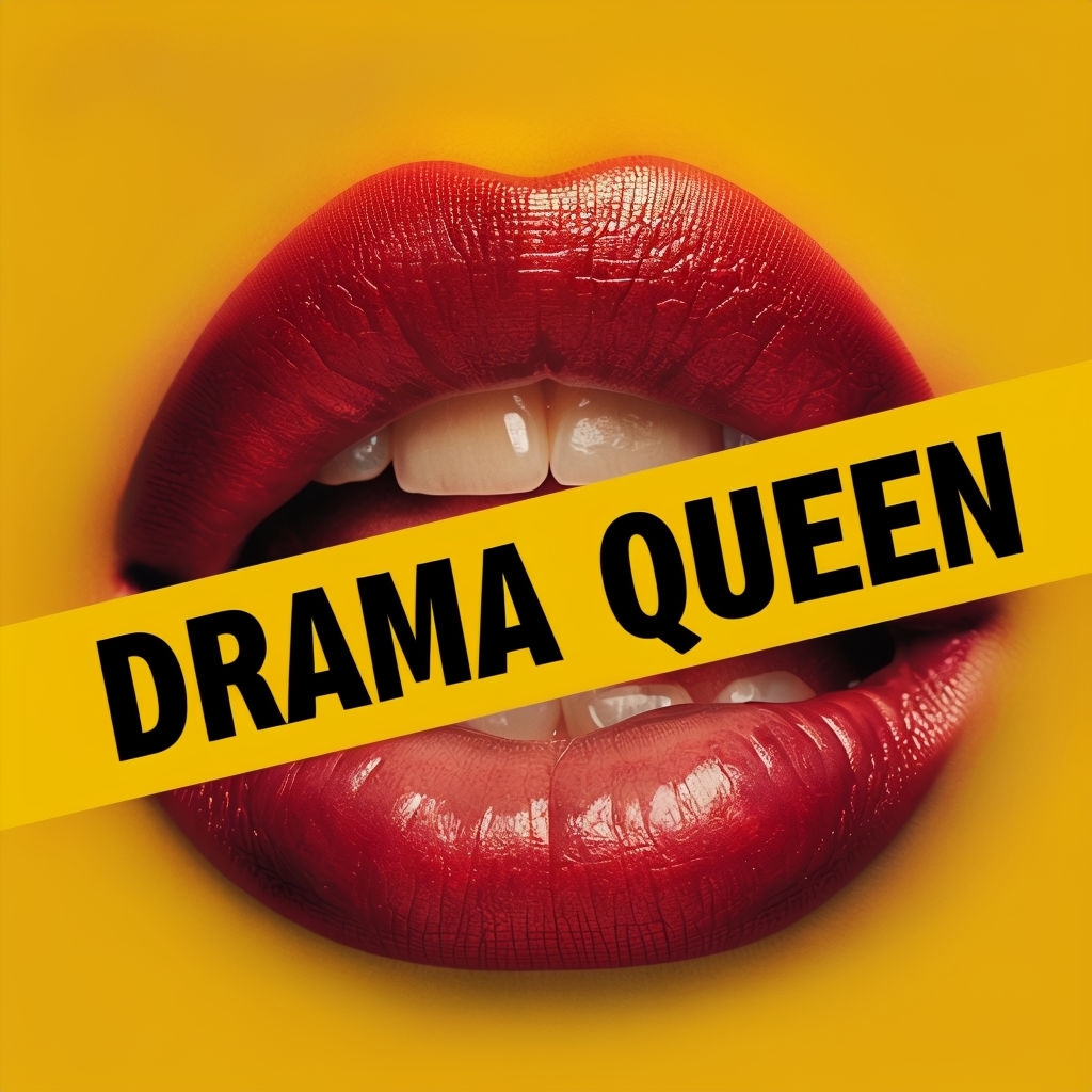 Vibrant Drama Queen Glossy Red Lips Illustration Spotify Album Cover