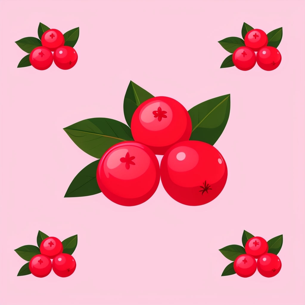 Bright Red Berry Clusters on Soft Pink Background Seamless Pattern