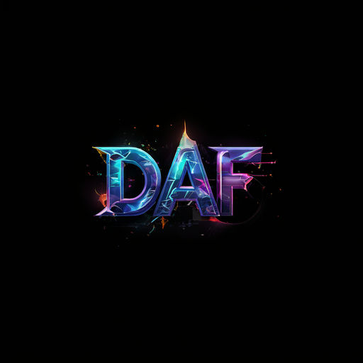 Game team logo featuring the acronym "DAF" in pastel shades by Jo HyunJun Playground