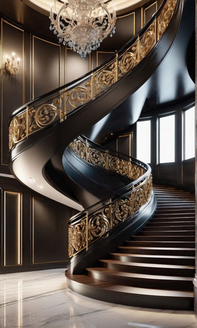 Luxury curved staircase cinematic baroque style by Georgi Georgiev ...