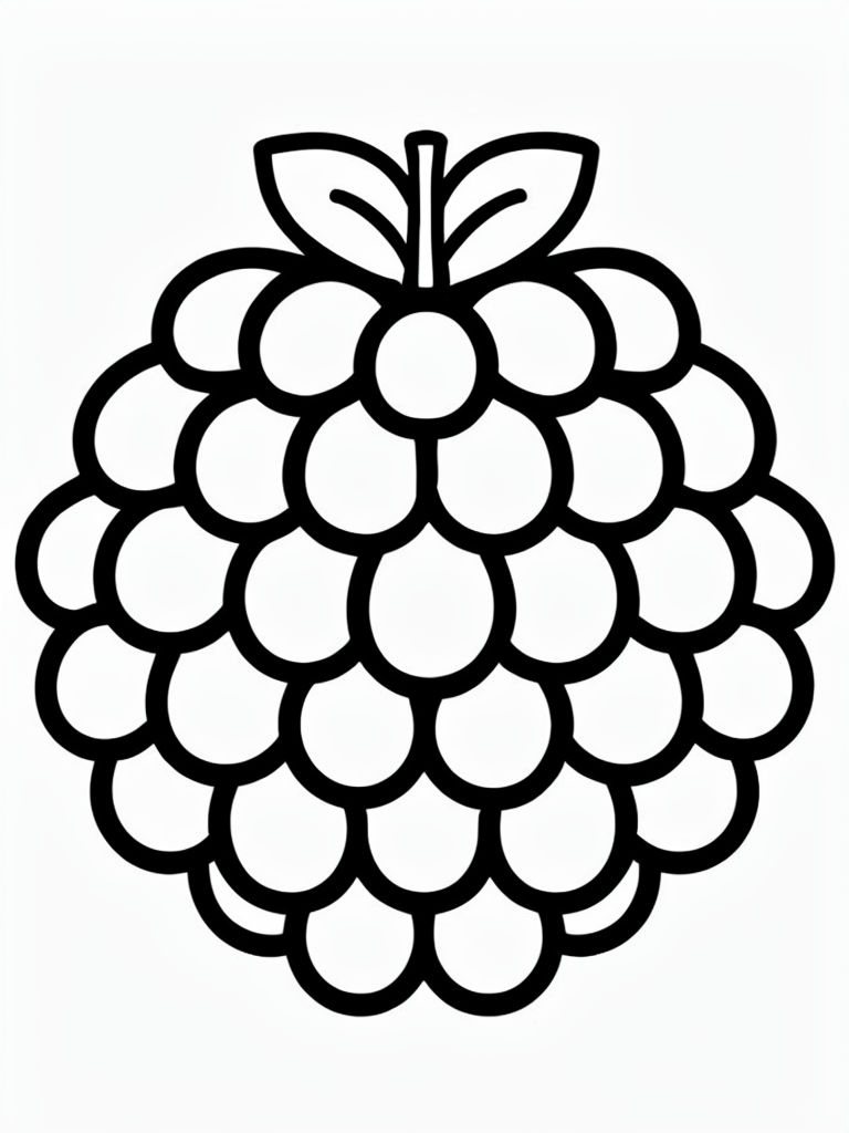 Minimalist Blackberry Fruit Line Illustration for Coloring Book Pages