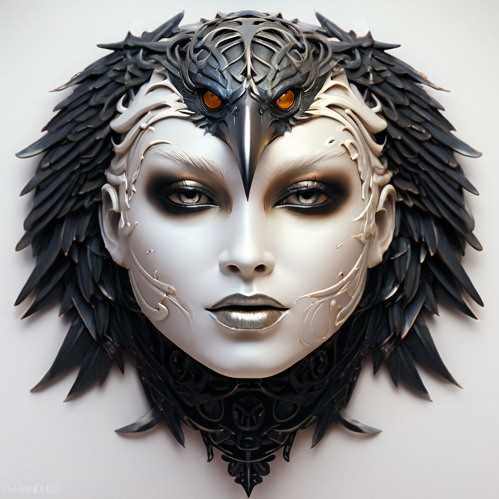 Realistic lady mask with raven head design and some little c... by ...