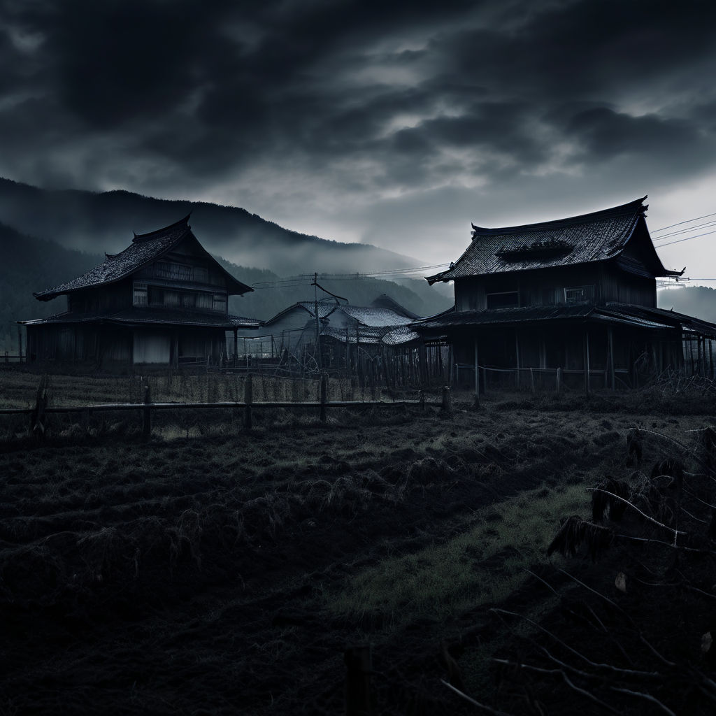 Dark twisted scary rural japanese farmland. Horror themed. m... by ...