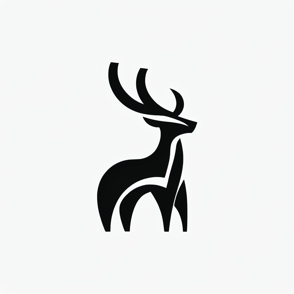 Stylish Minimalist Black Deer Logo Design on White Background Logo