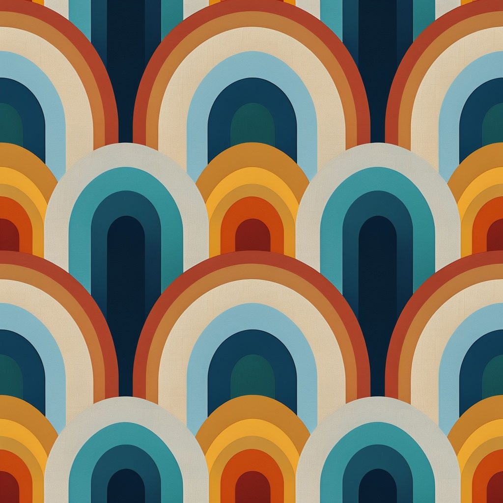 Retro Geometric Concentric Arches Seamless Pattern Design