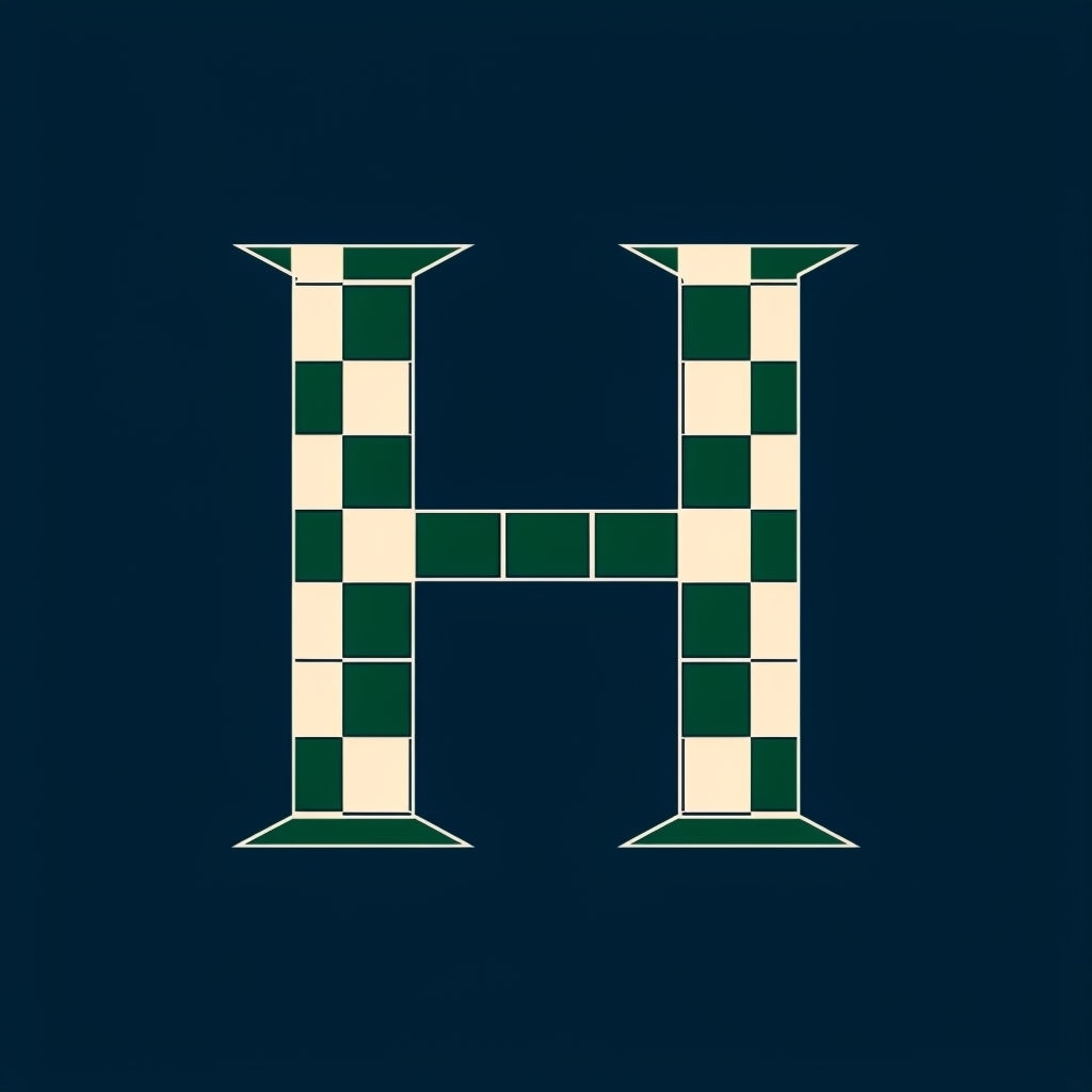 Modern Checkered 'H' Monogram Design on Midnight Blue Background Monogram