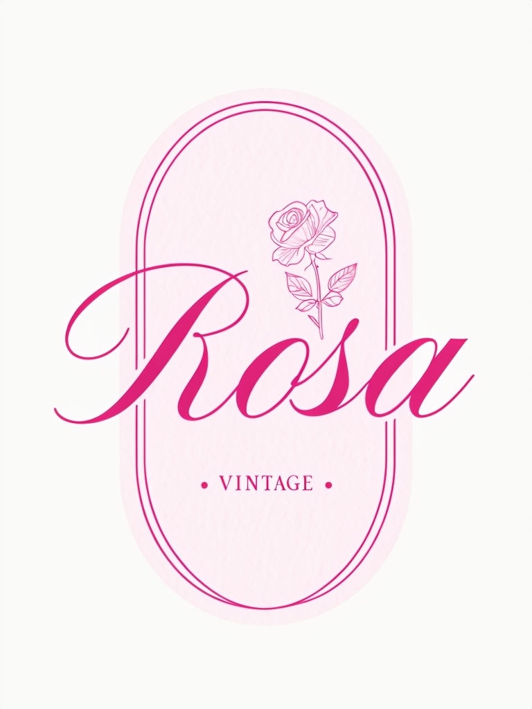 Elegant Minimalist Rosa Vintage Logo Design with Floral Elements