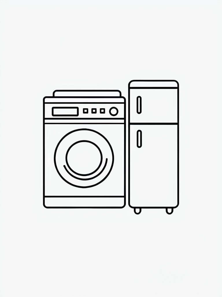 Minimalistic Washing Machine and Refrigerator Icon Coloring Page