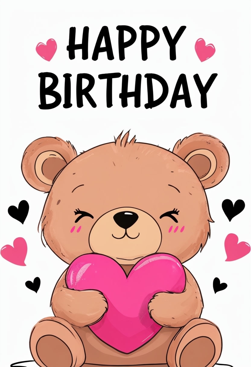 Cheerful Teddy Bear Birthday Greeting Card Design