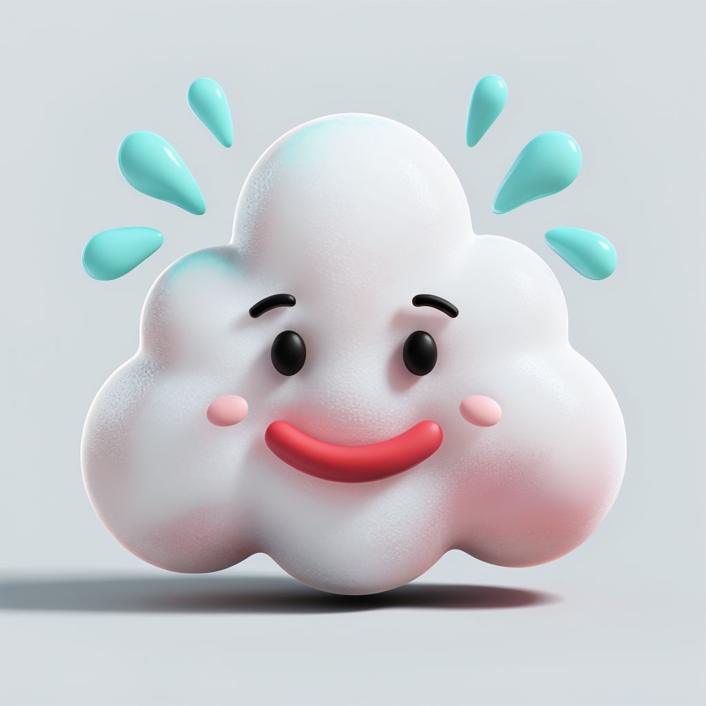 Cheerful 3D Cloud Character Illustration with Happy Expression Art