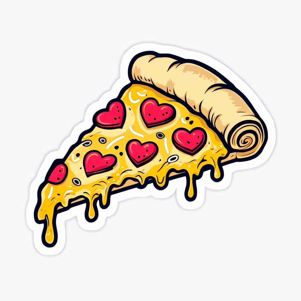 Cheerful Cartoon Pizza Slice Illustration Sticker