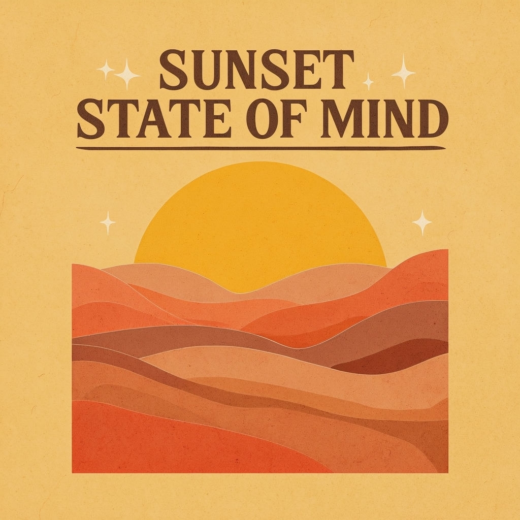 Minimalist Retro Sunset State of Mind Illustration T-Shirt
