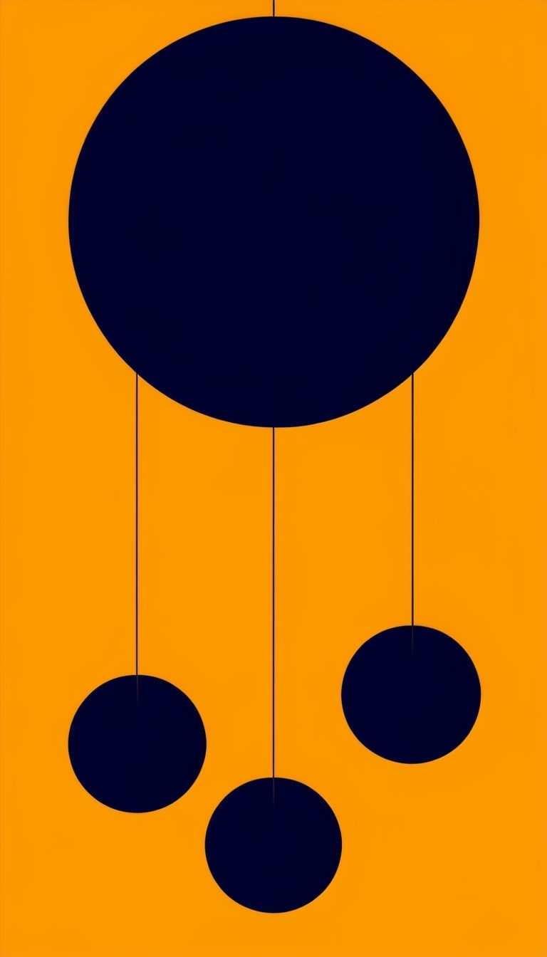 Navy Blue Circular Shapes on Amber Yellow Background Social Media Post
