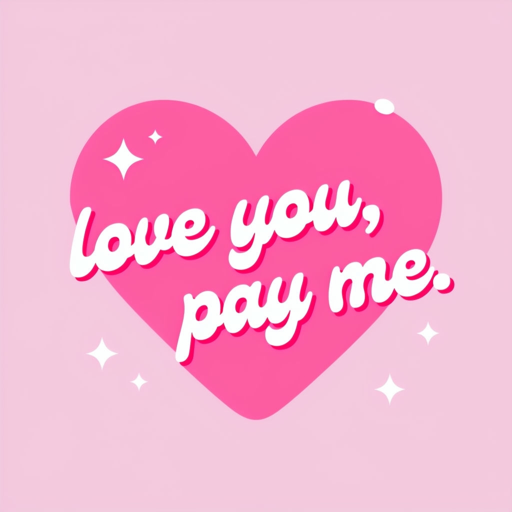 Playful Heart Love You Pay Me Minimalist Graphic Sticker