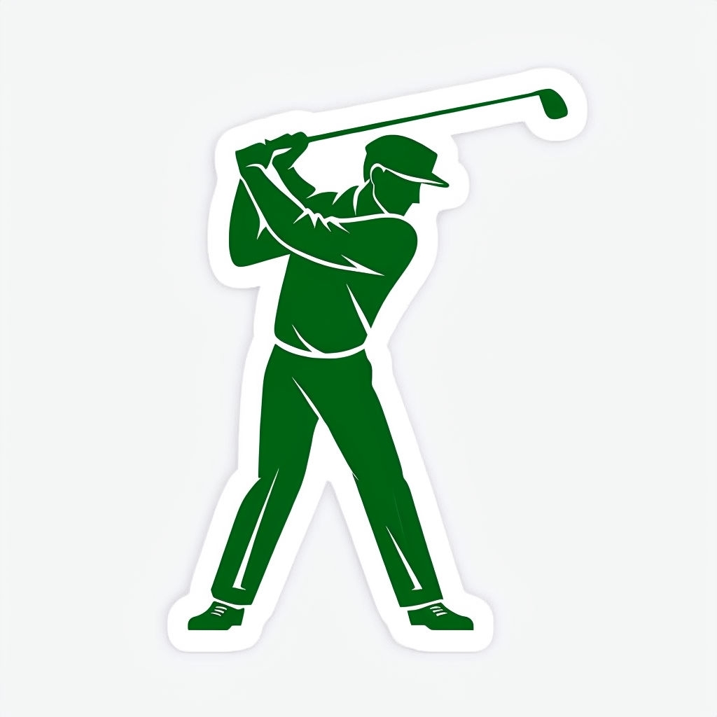 Stylized Forest Green Golfer Vector Illustration Sticker