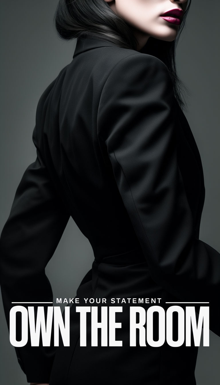 Empowering Woman in Black Blazer with Bold Affirmations Social Media Post